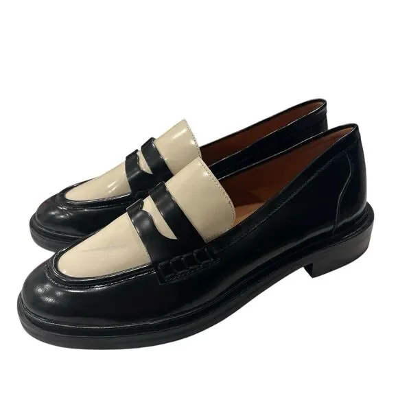 Madewell Black Ivory Leather Penny Chunky Loafers Vernon - Picture 7 of 12